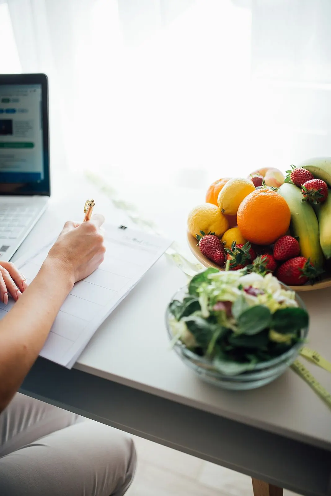 Mediterranean-style meal planning with fresh fruit and vegetables for arthritis
